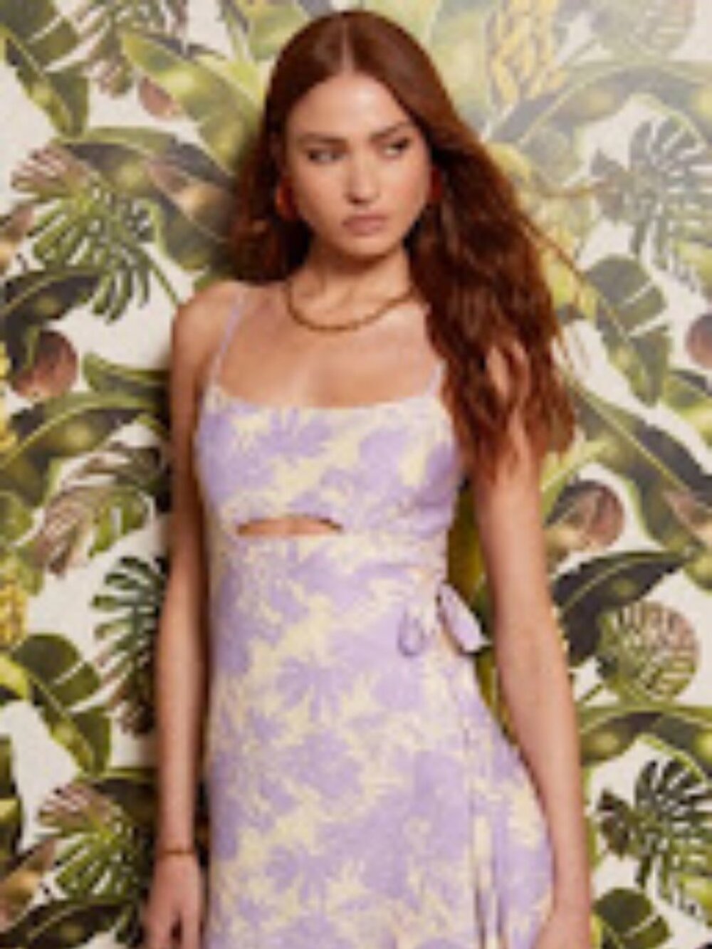 ASTR The Label Lavender Floral Mini Dress Size Small Cutout Wrap Tie Tropical